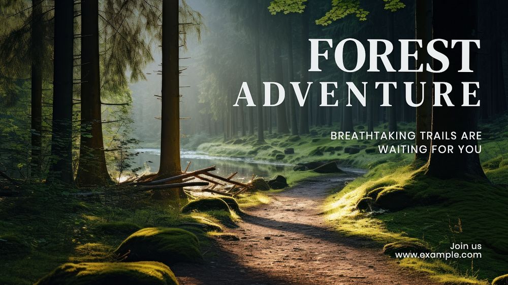 Forest adventure blog banner template, editable text