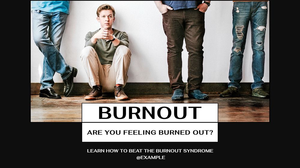 Burnout & stress blog banner template, editable text