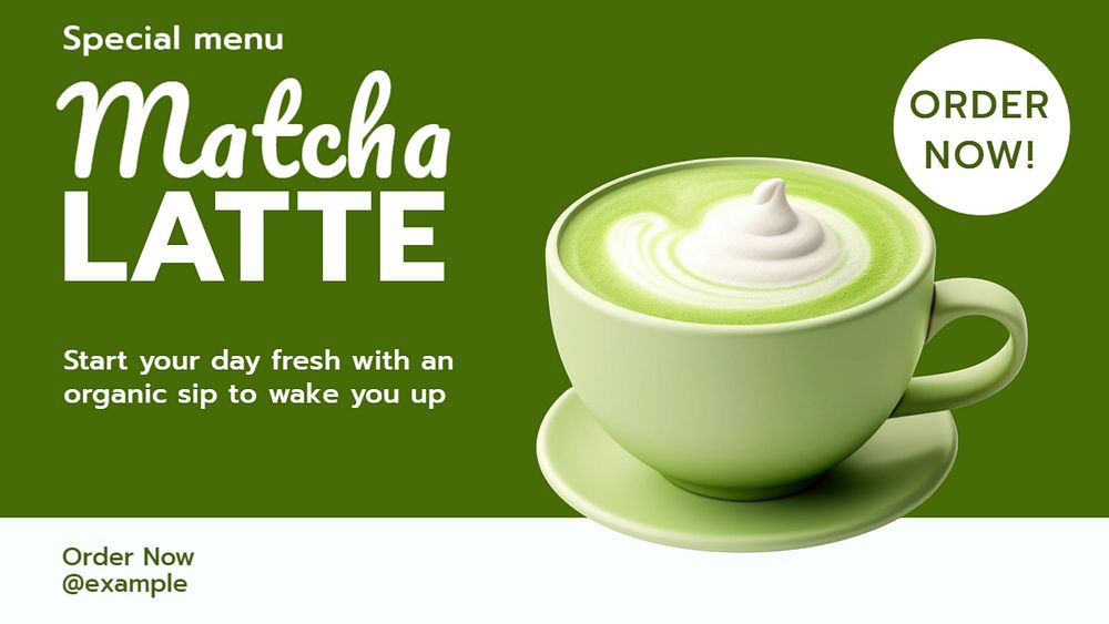 Matcha latte blog banner template, editable text