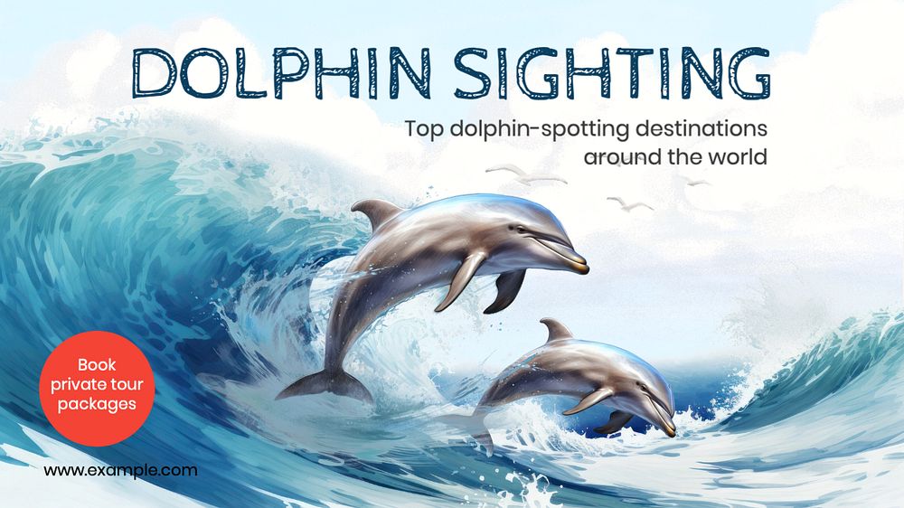 Dolphin sighting blog banner template, editable text