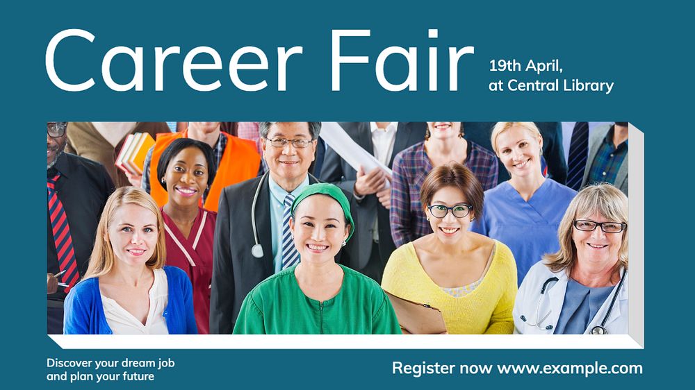 Career fair blog banner template, editable text