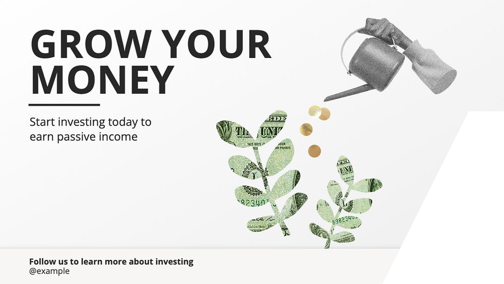 Grow your money blog banner template, editable text