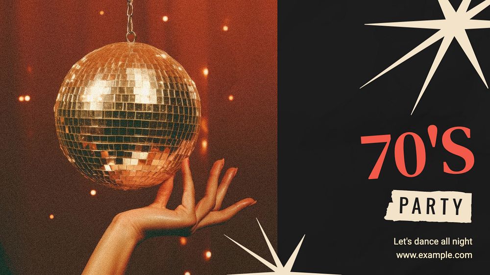 70s party blog banner template, editable text