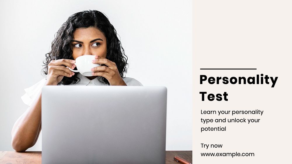 Personality test blog banner template, editable text