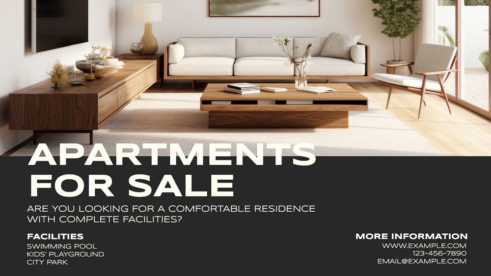 Apartment for rent blog banner template, editable text