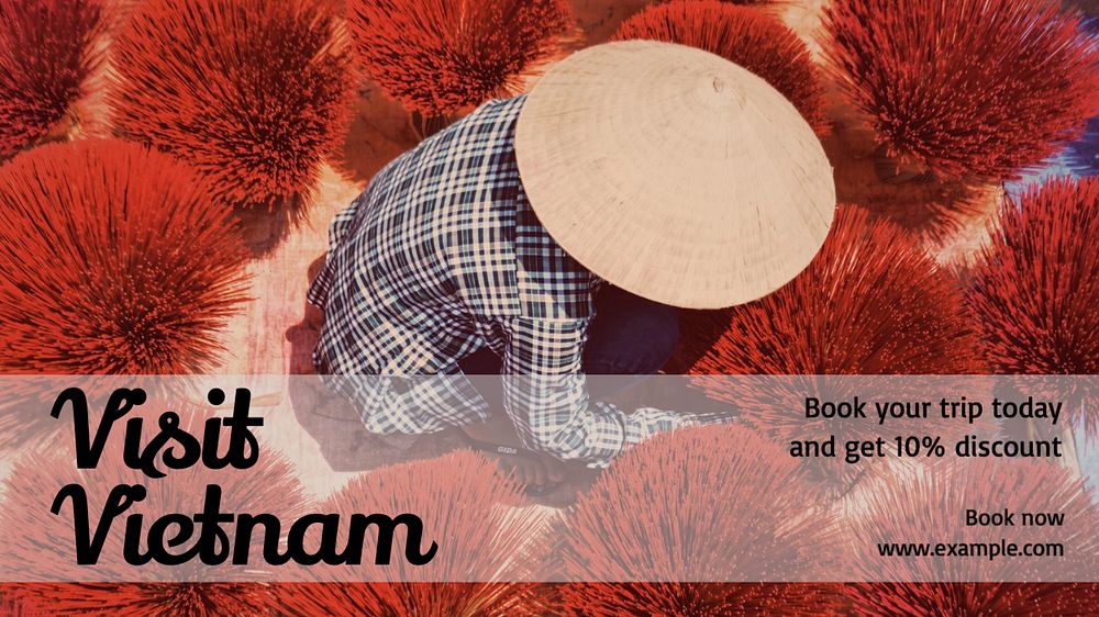 Visit vietnam blog banner template, editable text