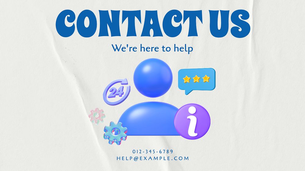 Contact us blog banner template, editable text