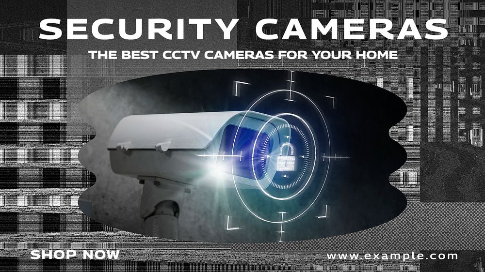 Security cameras blog banner template, editable text