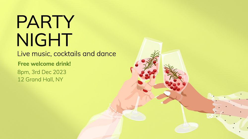 Party night blog banner template, editable text