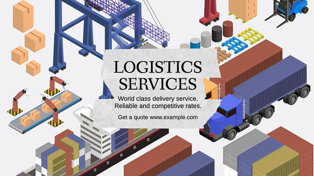 Logistic services blog banner template, editable text