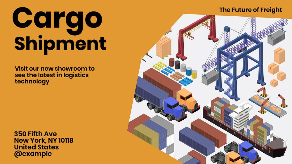 Cargo shipment blog banner template, editable text