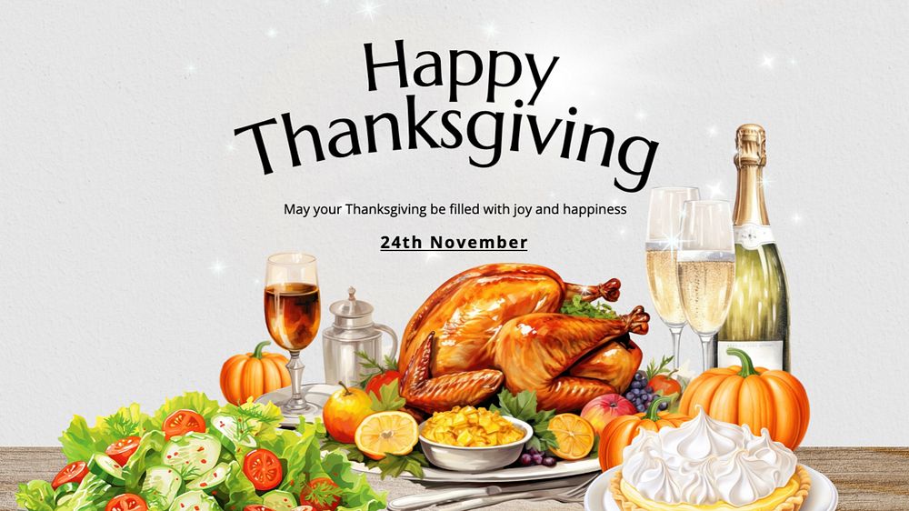 Happy Thanksgiving blog banner template, editable text