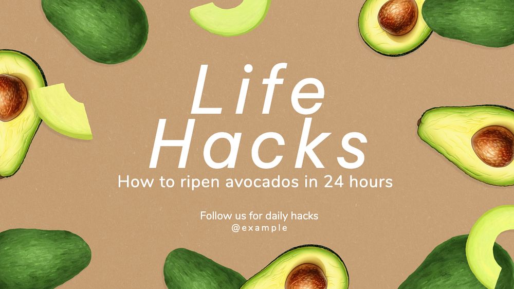 Life hacks blog banner template, editable text