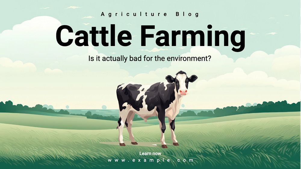 Cattle farming blog banner template, editable text