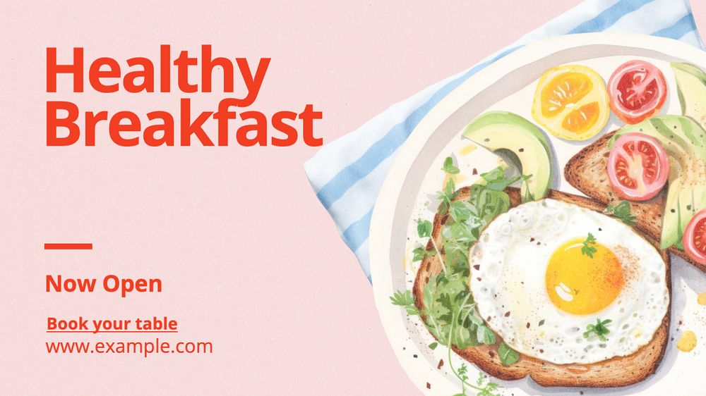 Healthy breakfast blog banner template, editable text