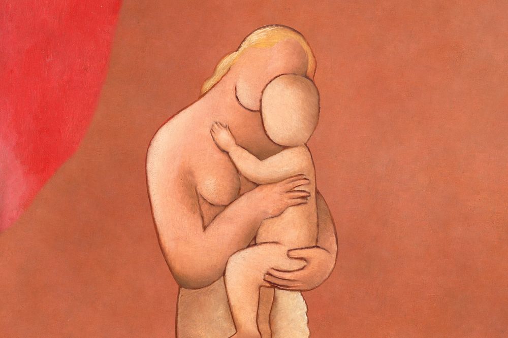 Mother with child, vintage illustrtion by Mikulas Galanda. Digitally enhanced by rawpixel.