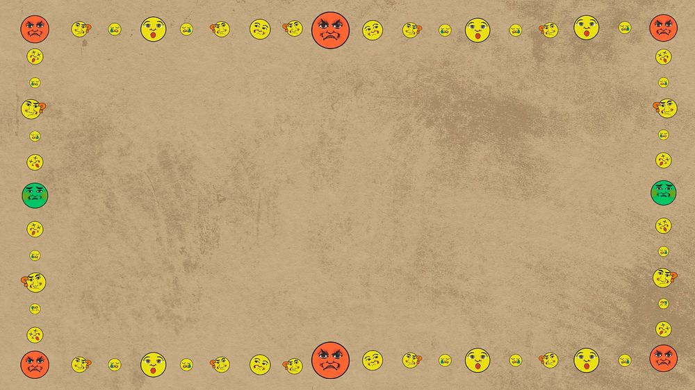 Angry emoticon frame desktop wallpaper, editable design