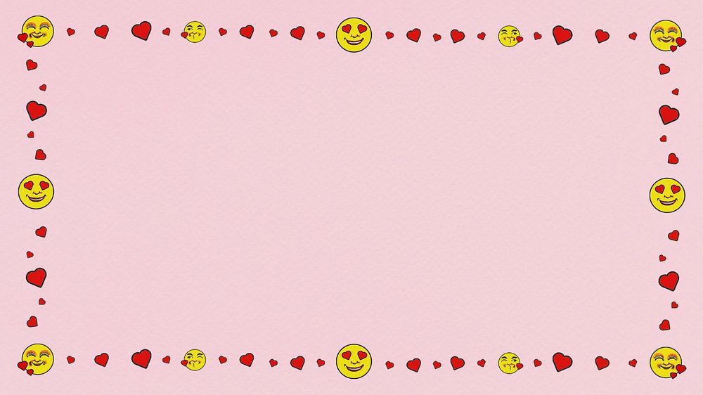 Love emoticon frame desktop wallpaper, editable design