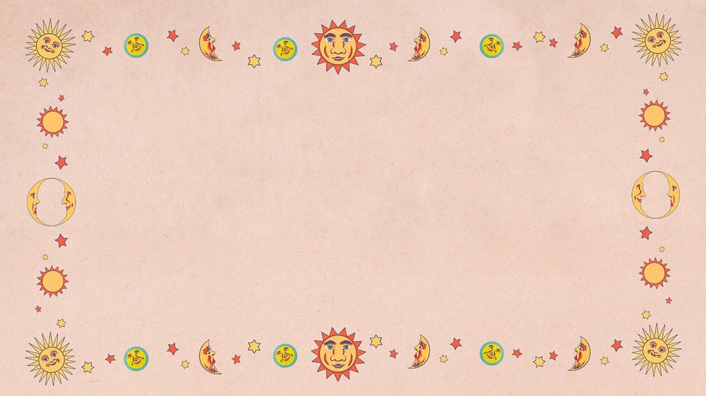 Pink celestial frame desktop wallpaper, editable design