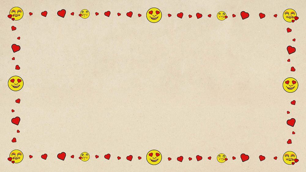 Love emoticon frame desktop wallpaper, editable design