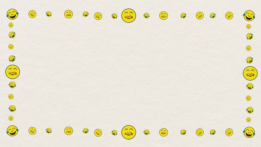 Happy emoticon frame desktop wallpaper, editable design