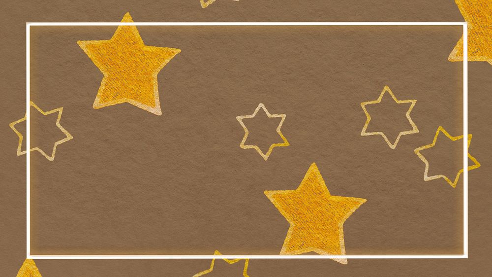 Gold star frame desktop wallpaper, editable design