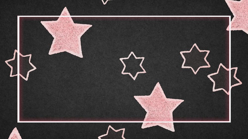 Pink star frame desktop wallpaper, editable design