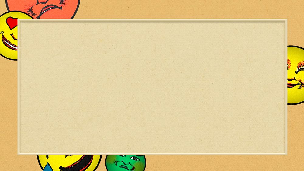 Beige emoticon frame desktop wallpaper, editable design