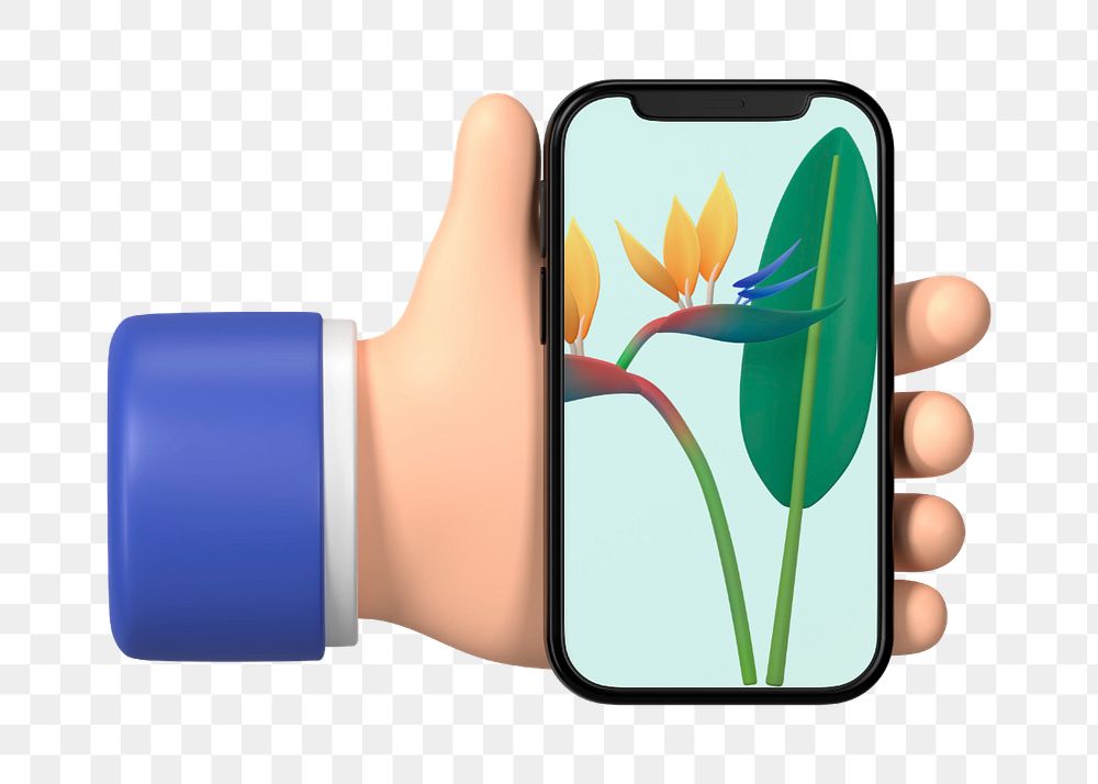 Smartphone screen mockup, businessman's hand 3D illustration, editable element