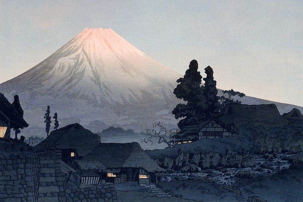 Hokuasai's editable Mount Fuji From Mizukubo. Original from The Los Angeles County Museum of Art. Remasted by rawpixel.