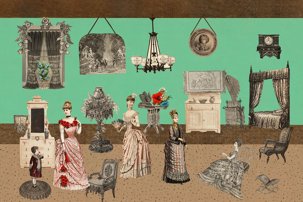 Vintage Victorian home decor collage set, editable design remastered and remixed by rawpixel