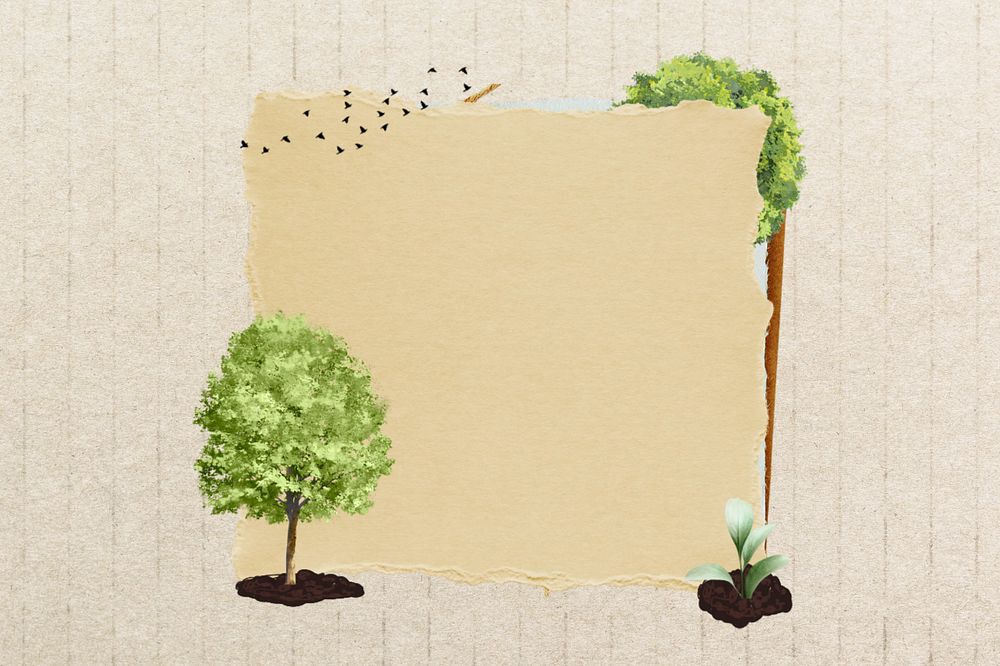 Trees environment, note paper remix, editable design