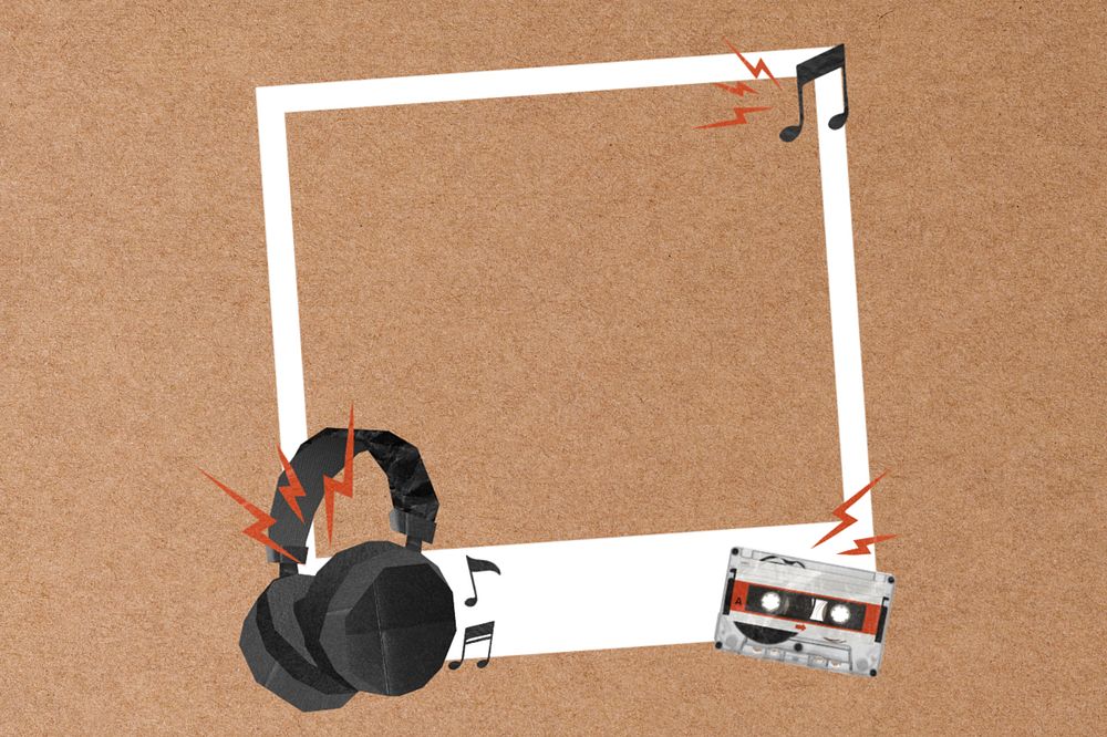 Music aesthetic instant film frame, creative remix, editable design