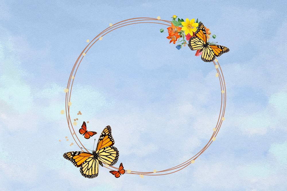 Monarch butterfly frame, creative remix, editable design