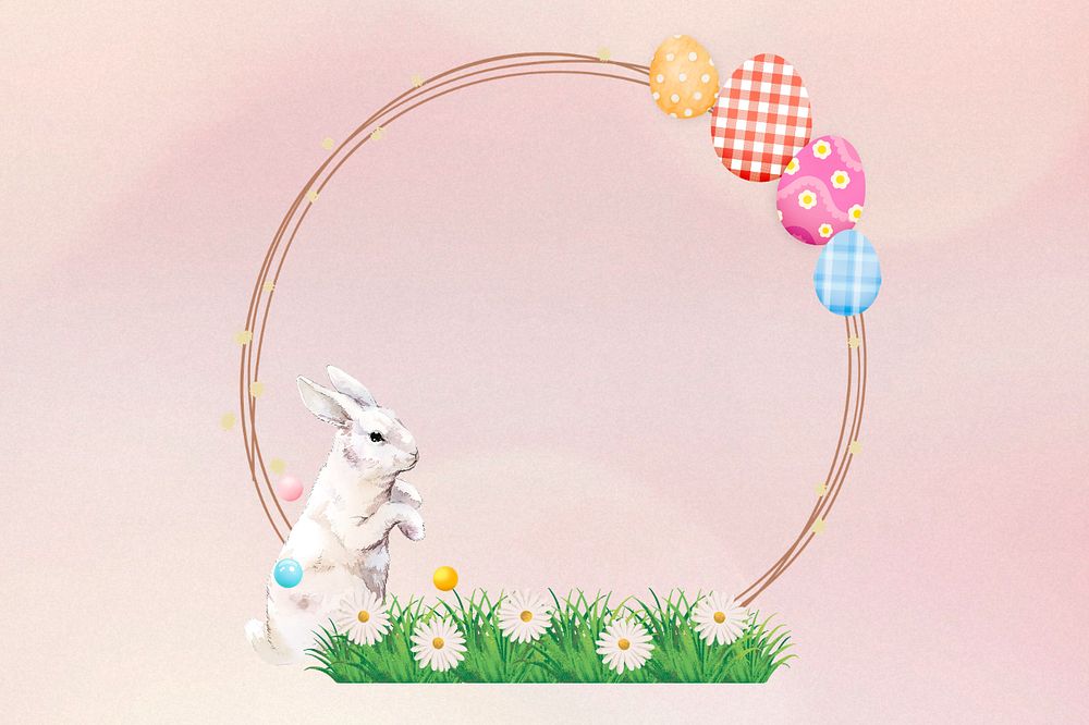 Easter bunny frame, creative remix, editable design