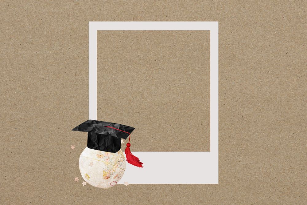 Graduate globe instant film frame, creative remix, editable design