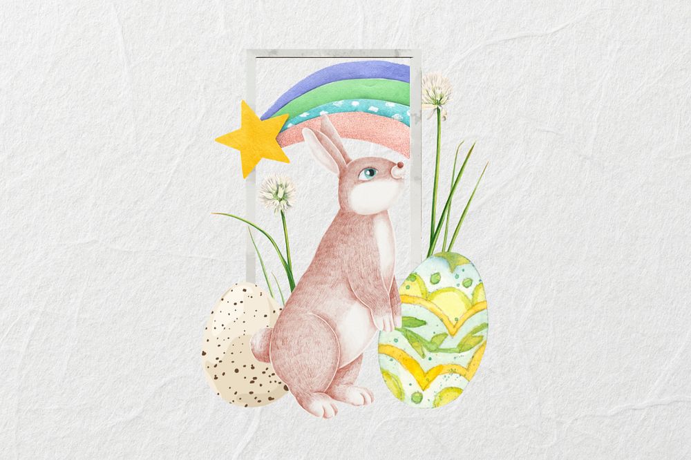 Easter bunny and eggs, creative remix, editable design