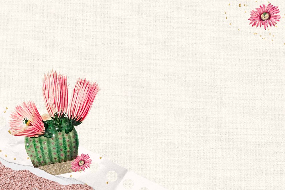 Beige cactus border background, editable design