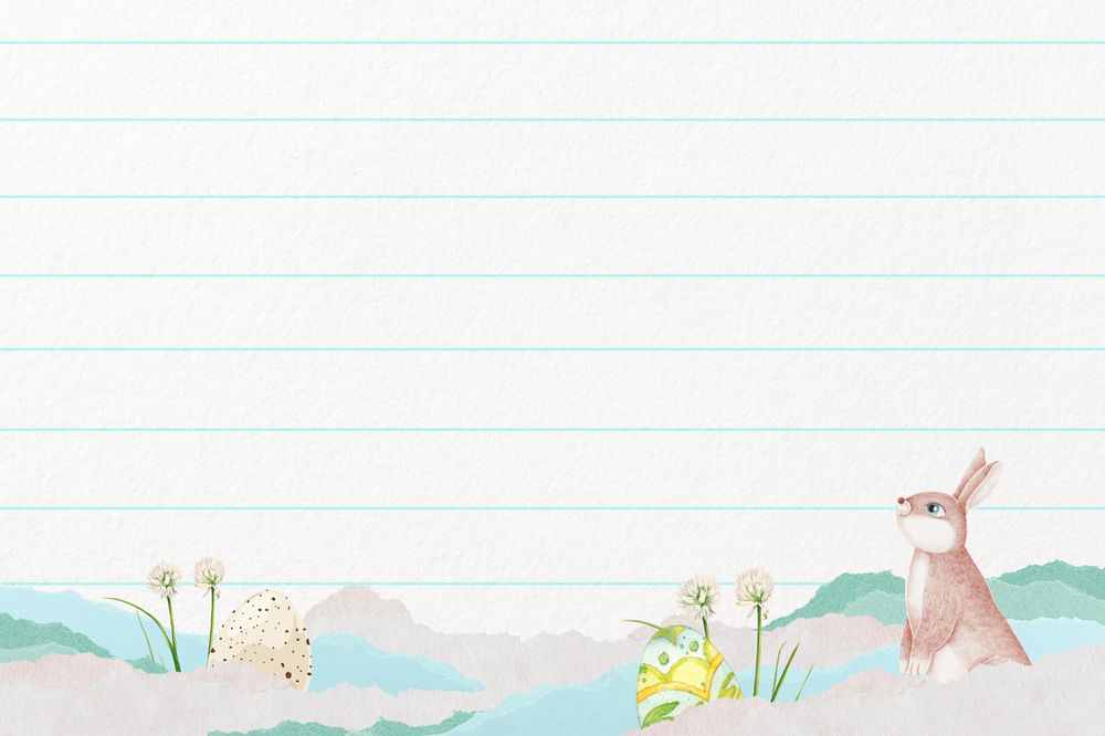 Easter bunny border background, grid paper, editable design