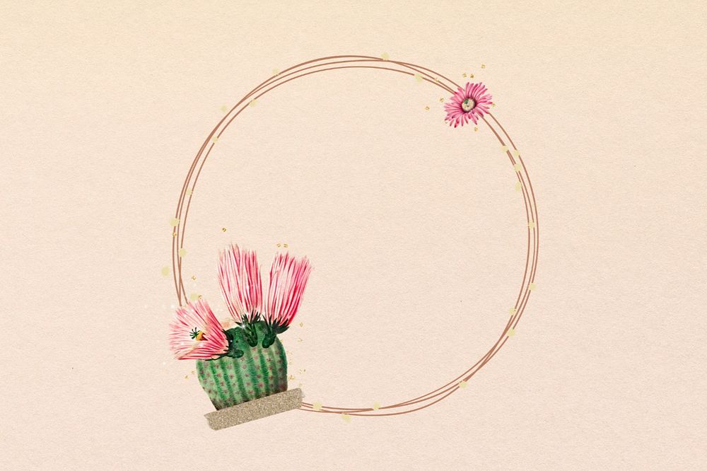 Cactus flower frame, creative remix, editable design