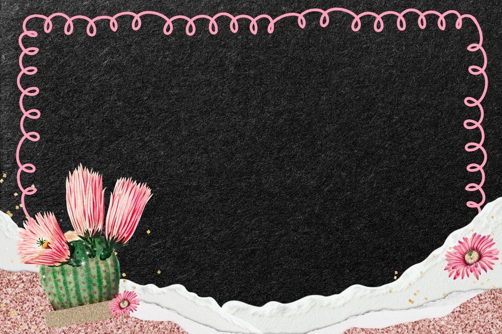 Cactus flower frame background, editable design