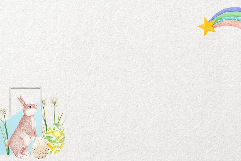 Easter bunny border background, paper textured, editable design