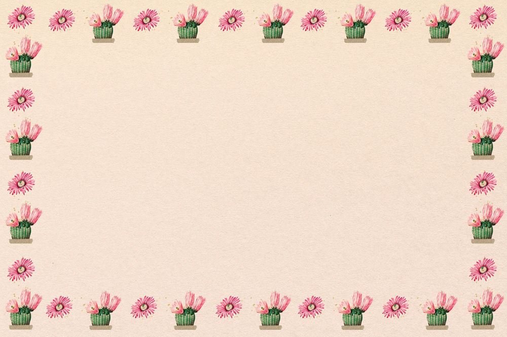 Cactus flower frame background, editable design