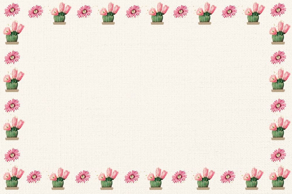 Cactus flower frame background, editable design