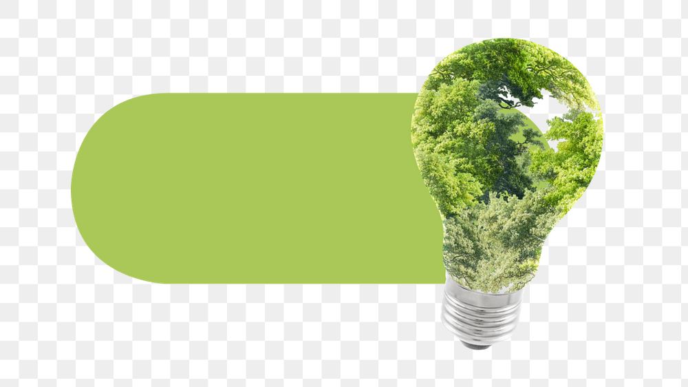 Green light bulb slide icon png, editable design