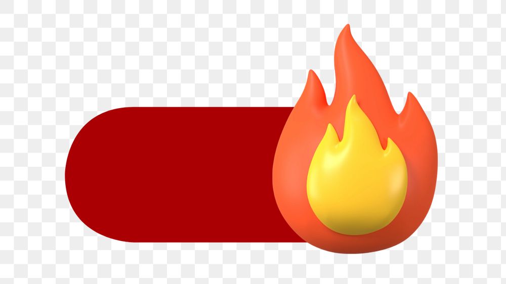 Flame slide 3D icon png, editable design