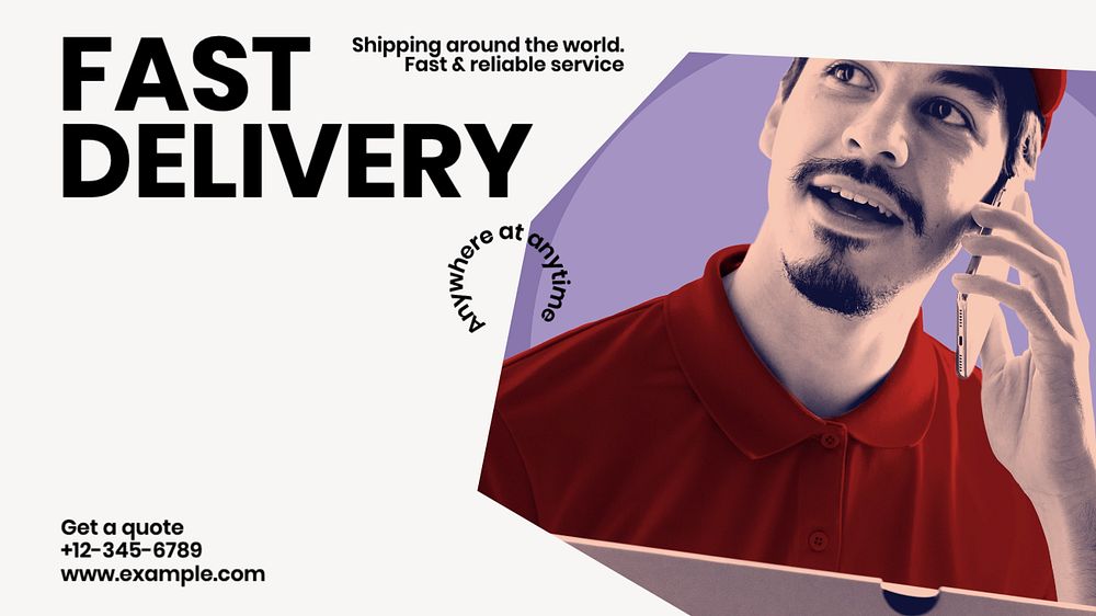 Fast delivery blog banner template, editable text