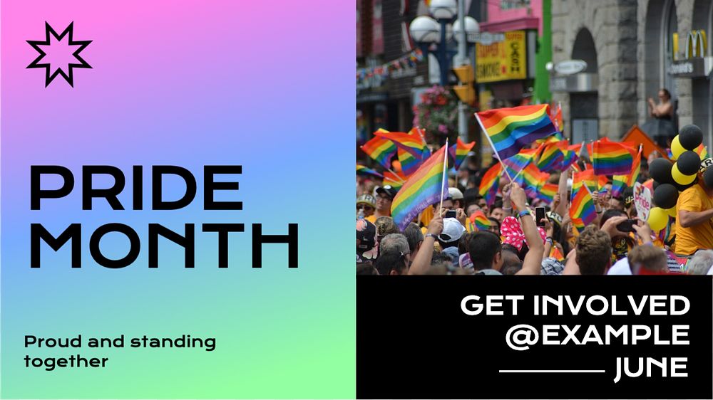 Pride parade blog banner template, editable design