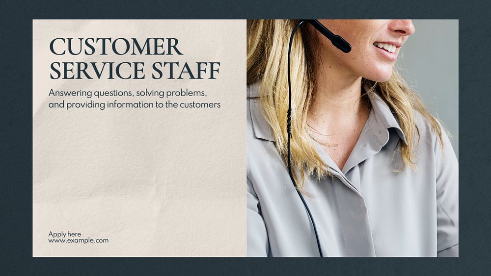 Customer service staff blog banner template, editable design