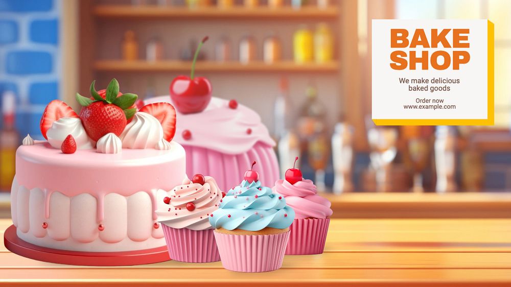 Bake shop blog banner template, editable design